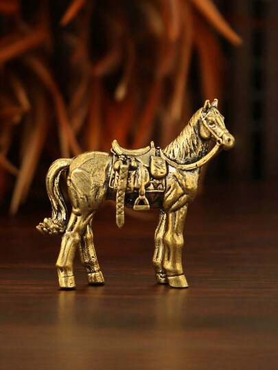 Mini Brass Horse Statue, Chinese New Year Horse Decor, Suitable For Home, Office, Garden, Planter Filler, Horse Desk Figurine, Copper Craft