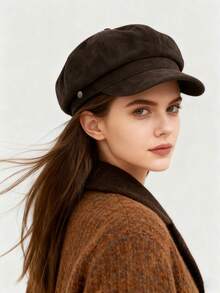 1顶八角贝雷帽，女士秋冬英伦风大码报童帽，复古艺术家贝雷帽，适合日常搭配秋季配饰，也适合夏季、海滩、度假和旅行。 - A - 查看 10