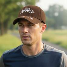 Baseball Cap For Women Men Casual Letters Embroidery Breathable Outdoor Adjustable Trucker Hat - Coffee Brown - View 3