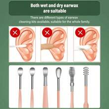 6 Pcs Ear Wax Removal Tool Set With Storage Tube, + 8 Pcs Nail Clipper Set - 粉紅色+綠色 - 查看 6