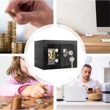 1个多功能阻燃保险箱，钢制安全锁保险箱，小型隐蔽式保险箱，用于存放现金、珠宝、重要文件 - 9.06*6.69*6.69英寸，升级锁芯，安全性更高，适用于橱柜、桌面、汽车，阻燃防盗保险箱，用于管理重要文件、珠宝、现金 - 23*17*17cm - 查看 2