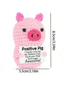 1个手工钩织小猪毛绒玩具 | 附赠奖励卡“你真棒”的阿米格鲁米毛绒玩具 | 可爱的粉色小猪装饰品，适合复活节/生日/办公桌/家庭书架 | 送给女性/儿童/朋友的完美奖励礼物（减压小物） - 彩色 - 查看 6