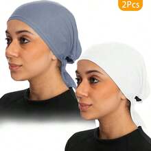 Awegeo 2件装透气女士头巾内衬帽，适合日常佩戴 - 彩色 - 查看 13