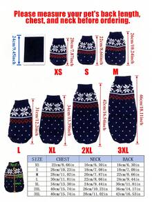 holdhoney 狗狗毛衣，保暖狗狗毛衣，经典雪花新年高领毛衣，针织衫，适合小型、中型犬、幼犬和猫咪的御寒套头衫 - 藍色 - 查看 9