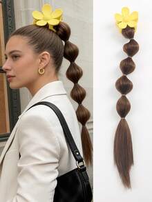 1 Pc 18-Inch Wig Lantern Bubble Ponytail With Clips, Suitable For Women - Multicolor - View 13