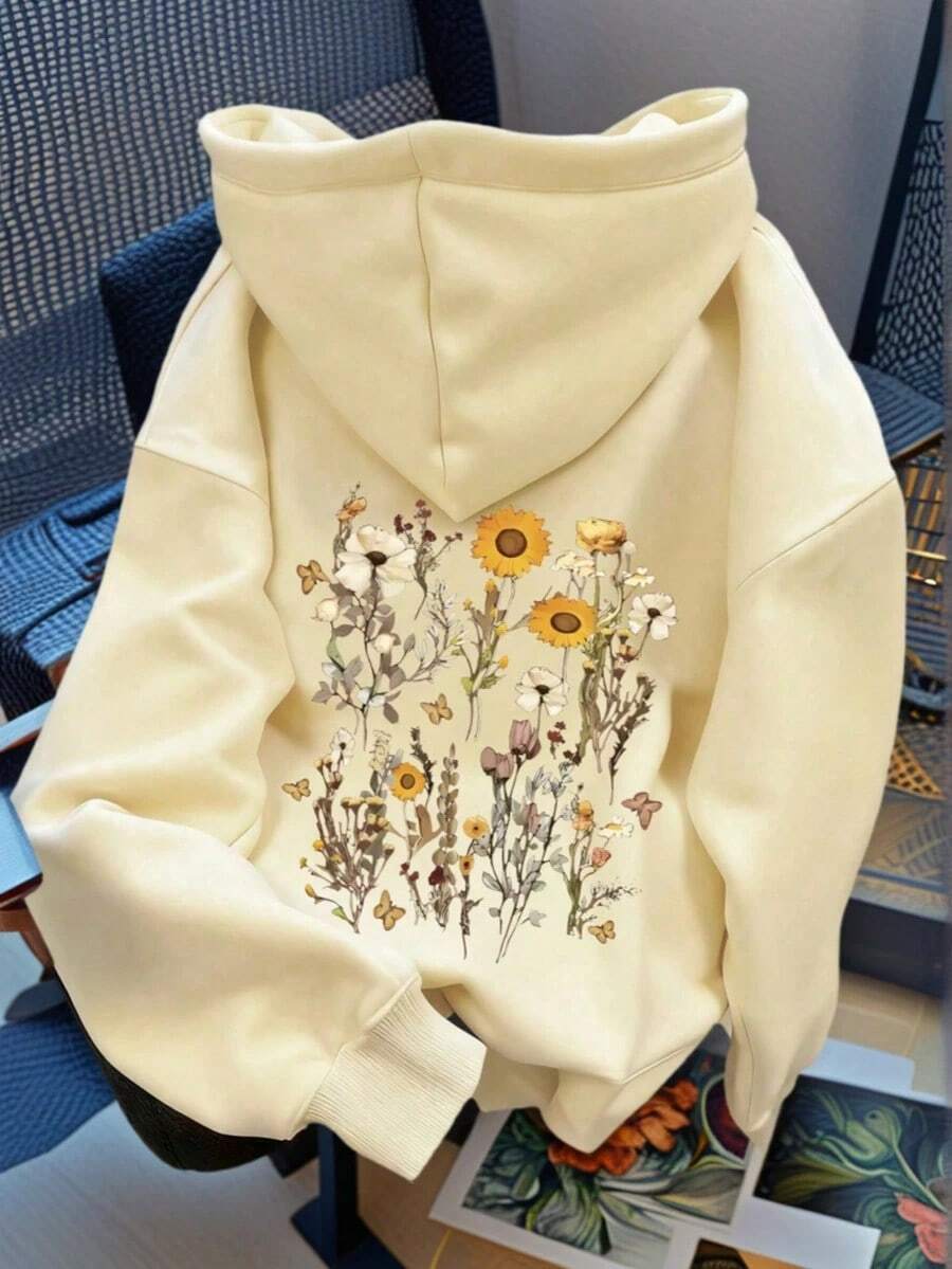 Hoodies For WomenhoodieWomen's Fashionable Autumn/Winter Hooded Pullover Sweatshirt, Soft And Comfortable Thermal Lining Casual Top. Women's Leisure Thermal Lined Pullover Sweatshirt With Collegiate Style Graphic Print, Radiating Yhful Vitality. Suitable For Running, Lounging, Gatherings, Parties, Etc. Provides Warmth In Autumn/Winter, Suitable For Activities Like Running And Exercising. Oversized Thick Hooded Sweatshirt For Women, Fits Street Style And Door Wear, Suitable For Autumn/Winter.Loose And Comfortablehoodies For Women Clothes Clothes - 杏色 - 查看 1