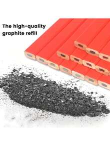 黑色扁平八角形木工铅笔，可填充笔芯的木工标记铅笔 - 彩色 - 查看 10