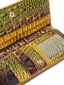 Classic Crocodile - Patterned Wallet - Zippered Pocket & Card Holders, Ideal For Daily Use - Cá Vàng Nâu - Xem 10