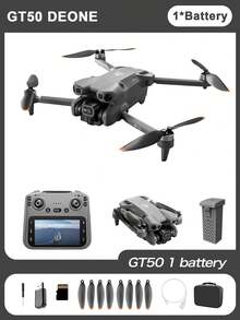 New GT50 HD Drone With Remote Controller, Equipped With 5.64-Inch Real-Time Display Screen To View Aerial Footage - Grey - View 15