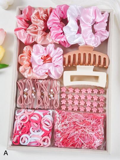 20 piezas/paquete Scrunchies rosas para niñas, sujetadores de coleta de princesa lindos, accesorios para el cabello de alta elasticidad, lazos para el cabello con perlas falsas, pinzas para el cabello, adecuados para uso diario y vuelta al colegio