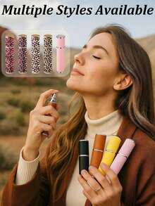 1pc 5ml Textured Leopard Print Square Perfume Refill Bottles, Portable Refillable Perfume Spray Bottle,Leopard Print And Flower Pattern Travel Spray. Portable Travel Bottom Direct Filling Perfume Bottles, Square Portioning Bottle, Spray Bottle. Reusable. - Multicolor 3 - View 2