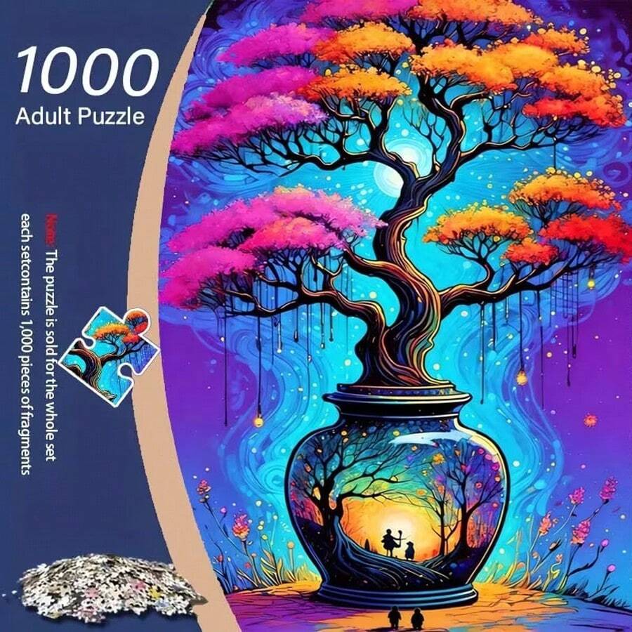 1000 piezas Rompecabezas grande, Rompecabezas de papel del Árbol de la Vida colorido, Colores mixtos vibrantes, Juego de desafío intelectual y alivio del estrés para adultos y adolescentes, Entretenimiento interactivo familiar, Decoración del hogar y la oficina (sin marco), Regalo ideal para cumpleaños, fiesta de vacaciones, Año Nuevo y Día de San Valentín - Multicolor - Ver 1