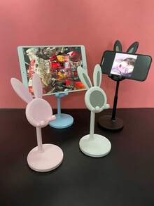 1 pièce Support de téléphone de bureau réglable mignon en forme de lapin - Support de téléphone lapin kawaii, convient aux étudiants, support de téléphone stable et paresseux, accessoire de bureau - Multicolore - Voir 10