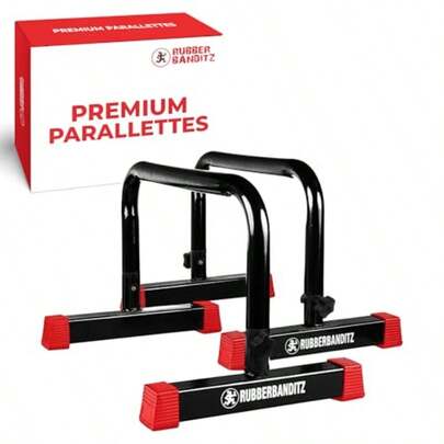 Rubberbanditz Parallette Parallel Bars And Dip Station Home Gym Essentials For LSit Calisthenics And Upper Body Workouts Heavy Duty Ideal For Push Ups Dips Handstands And Gymnastics Pack 1