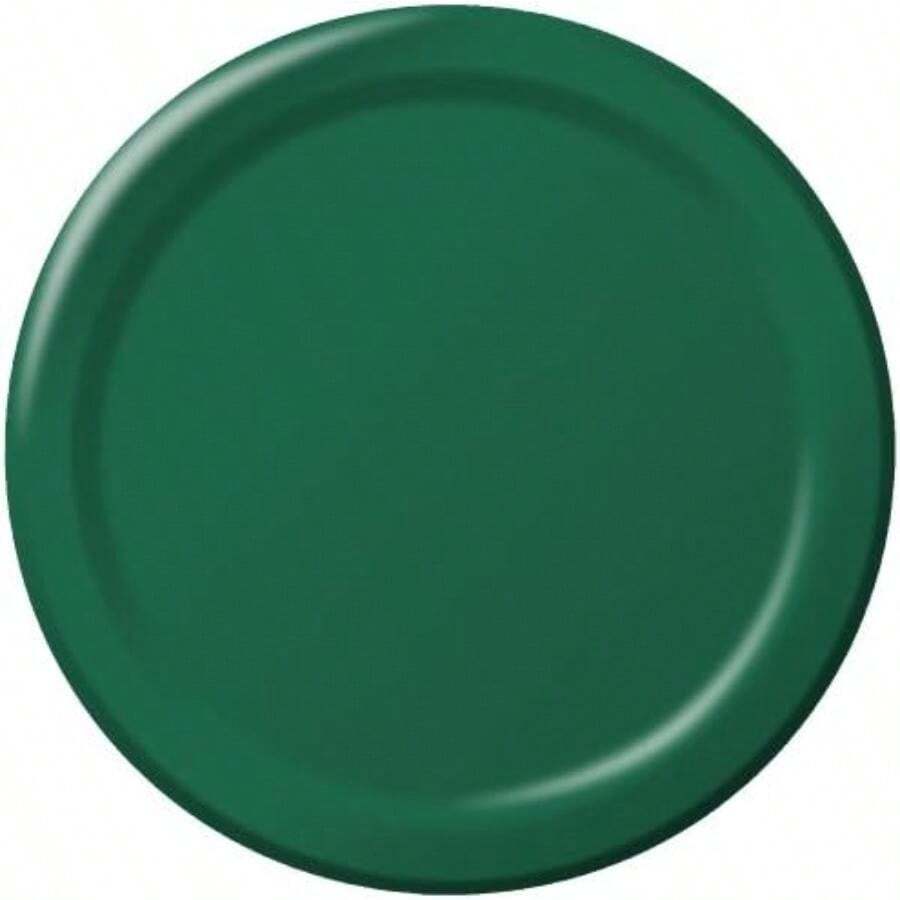 creative converting toque de color 24 unidades papel de almuerzo de platos, verde cazador(Una talla Hunter Green) - Multicolor - Ver 1