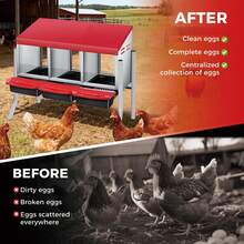Techigher Chicken Nesting Boxes, 3/4 Hole Metal Chicken Egg Laying Box With Pull-Out Trays And Rollout Egg Collection For ChickenCoop - Red With Metal Legs, 3 Holes - View 5