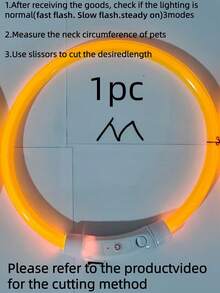 1个/2个装LED可充电发光PVC宠物项圈，3种照明模式，夜间可见，保障宠物安全，适合小型至大型犬猫，节日氛围项圈。项圈长度可根据需要修剪。本产品并非通用尺寸，请在购买前确认产品尺寸是否合适，并根据宠物的体重调整尺寸，以免使用过程中损坏产品。