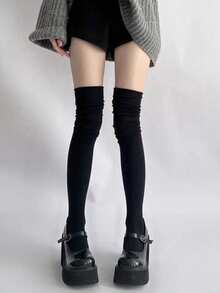 1 Pair Of Women's Thin Knee-High Socks For Spring And Autumn, Non-Slip And Non-Constricting Around The Calves, Perfect For Y2K Cute Outfits - Multicolor - View 11