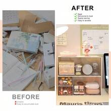 Desk Drawer Organizer Makeup Organizer Storage Box With 4 Stackable Plastic Drawers Desk Organizer For Home Collection Cosmetics Office Bathroom Counter Dresser A - A - View 7