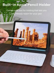 Keyboard Case Compatible With Ipad (A16) 11th Generation 10th Generation, 7th/8th/9th, Air 4th/5th/(M2) 2024 / (M3) 2025, Pro 11 (2018/2020/2021/2022) With PU Leather Cover, Detachable Wireless Keyboard Battery 150mAh & Built-In Pencil Holder English, Black - Black - View 6