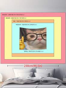 1 件趣味可爱猫咪设计壁挂挂毯，树剪影与星星印花矩形涤纶挂毯，适用于客厅、卧室、办公室墙壁装饰、派对装饰，附带 3 个墙钉和 2 个夹子 - 彩色 - 查看 11