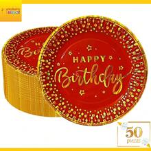 Plates - Hb Red Gold Confetti - View 2