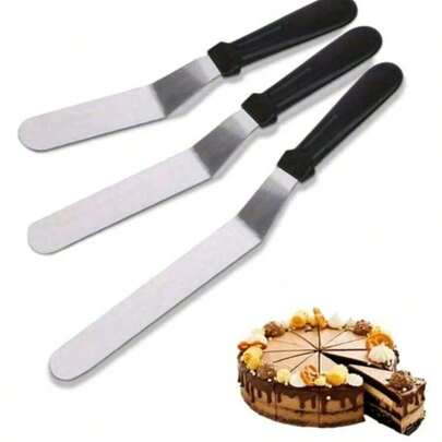 1/3pcs Baking Tool - Stainless Steel Cream Spatula - 6/8/10in Flat Scraper For Baking Cake, Decorating And Smoothing Cream