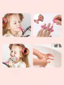 女孩迷你化妆包套装 儿童表演手提包 公主化妆包（里面三层都是塑料层） 公主角色扮演玩具 生日礼物 节日礼物 新年礼物 圣诞礼物 - 粉色 - 查看 6