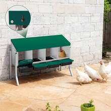 Techigher Chicken Nesting Boxes, 3/4 Hole Metal Chicken Egg Laying Box With Pull-Out Trays And Rollout Egg Collection For ChickenCoop - Green With Metal Legs, 4 Holes - View 3