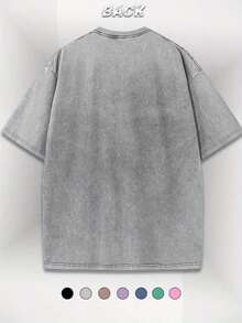 1pc Childhood Memories Of Pete Cat Pure Cotton Short Sleeved Round Neck T-Shirt, Retro Washed T-Shirt - Retro Washed Appearance, Comfortable Casual T-Shirt Graphic Tee Shirts - Màu Xám nhạt - Xem 2