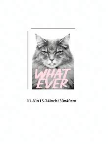 1/3件套无框富家猫咪美学墙饰套装，粉黑白时尚墙面装饰，别致办公室及少女房间装饰画，适用于卧室、宿舍、公寓 | 卧室装饰画，卧室装饰，墙面装饰画，复古装饰 - 彩色 - 查看 12