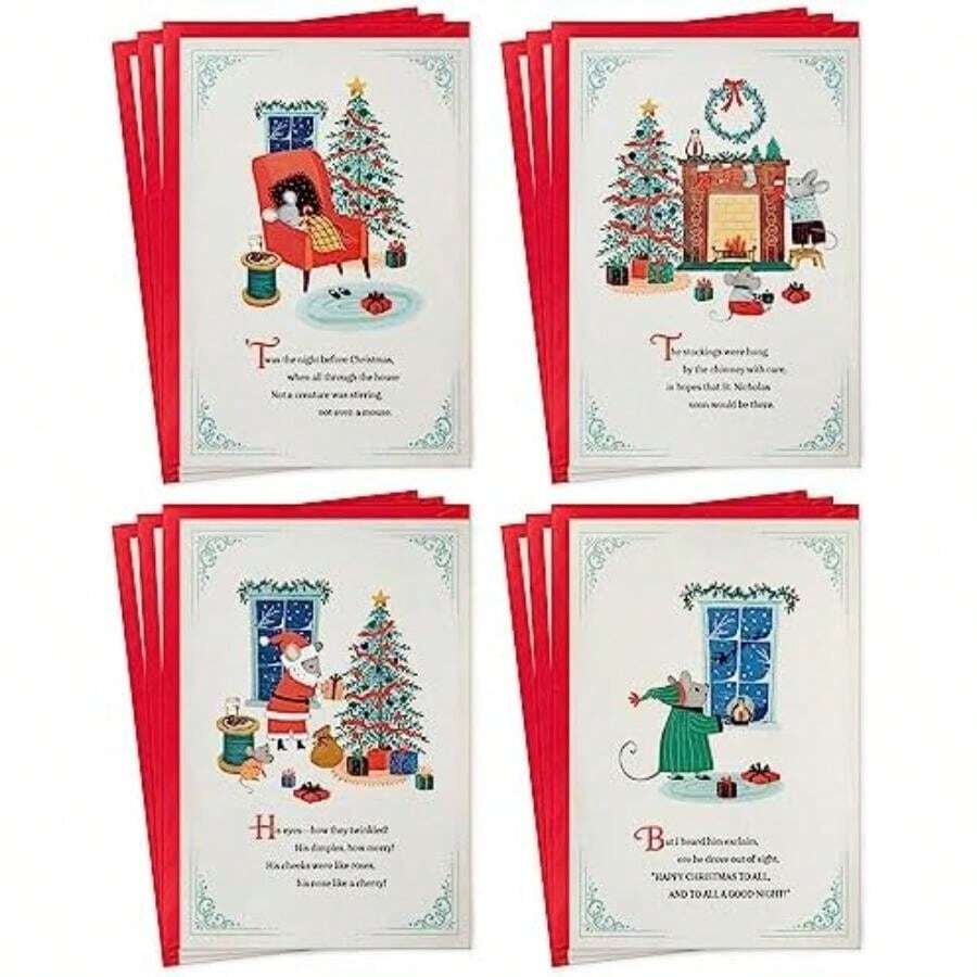 Hallmark 'Twas Night Before Christmas Card Surtido con caja de recuerdo (12 tarjetas con sobres)(Surtido de 12 tarjetas con caja - 'Twas the Night) - Multicolor - Ver 1