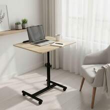 Ecommerc3 MOBLEKIT | Bàn phụ cho sofa hoặc giường ngủ bằng gỗ và kim loại, kiểu cố định hoặc điều chỉnh được với tùy chọn bánh xe, bàn làm việc nhỏ gọn cho gia đình - Miễn phí vận chuyển ✅ Giao hàng 24/48 giờ đến Tây Ban Nha (Bán đảo) - Negro Mesa 2: 60x40x59-89 CM - Xem 1