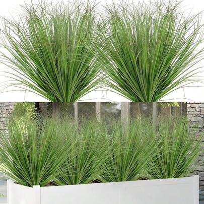 Artificial Plants Outdoor 12PCS Faux Plants Fake Plant Artificial Wheat Grass Artificial Greenery Stems Artificial Shrubs For Outdoor Indoor Window Box Garden Decor