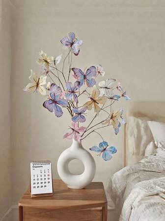 Artificial Flowers 5 Dead Branches Butterflies Home Window Garden Wind Display Window Flower 3D Simulated Dream Butterfly Valentine's Day Restaurant Center Tabletop Decoration Supplies
