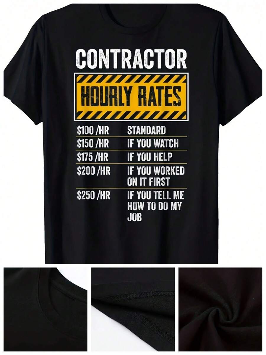 Camiseta de Regalo de Tarifas Horarias de Contratista Divertido para Reparador - Negro - Ver 1