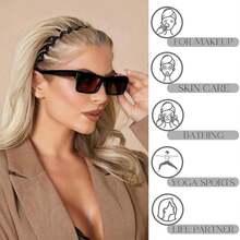 2/1 时尚宽版之字形发带，男女通用 - 塑料波浪发带，带齿梳 - 女士简约基础款大波浪发箍，经典90年代发饰，可用于洗脸、护肤、化妆、日常佩戴，发饰，礼品