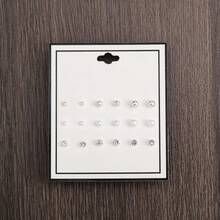 9对珍珠水钻耳钉套装，优雅女士耳环组合 - 彩色 - 查看 1