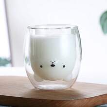 1个动物造型双层玻璃杯，可爱小熊造型咖啡杯，高品质耐热保温玻璃杯，适用于咖啡、牛奶、茶、拿铁、卡布奇诺，是送给男朋友、女朋友、情人节的理想礼物 - 彩色 - 查看 13