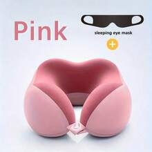 [Deep Sleep Travel Set] Memory Foam Neck Pillow + Blackout Eye Mask - Essential For Air Travel, Office & Car Nap Time! - Pink - View 11