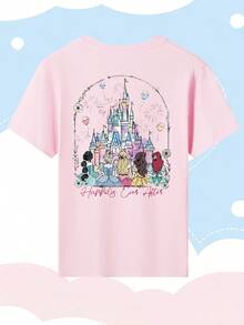 [Authorized]Disney Princess Print Disney Casual Fashion Hundred Matching Commuting Sports Soft Print Men's Versatile Long Sleeved Thin Comfortable Hoodie, Spring And Autumn Casual Top Men's Outdoor Clothing - 粉色 - 查看 2