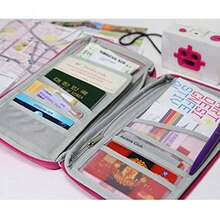 5件装高品质旅行护照钱包，多功能卡包手拿包护照机票收纳包男女通用 - 带拉链，可装身份证、信用卡和手机 - 黑白网格收纳袋