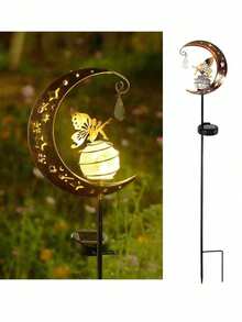 Solar Powered Moon Star Fairy Garden Lights, Suitable For Garden, Yard, Lawn, Outdoor Lighting Decor, Waterproof, LED Path Lighting Ground Lamps - 彩色 - 查看 13