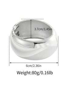 1pc Minimalist Smooth Finish Bangle Bracelet, Fashionable European & American Style - Vàng vàng - Xem 4