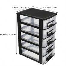 Cabilock 5-Tier Plastic Drawers Storage Unit Clear Craft Storage Drawer Unit Small Organiser Bins For Office Stationery Makeup Organization - As Pic - View 3