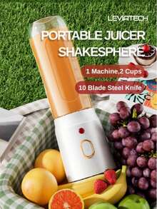 LEVIATECH 450ml Portable Electric Juicer Blender, Shake Cup Design, USB Rechargeable, Multi-Function For Home Use, Comes With 2 Small Juicing Cups, Mini Wireless Juice Cup, Long Battery Life, Suitable For Kitchen, Home And Travel Fruit Blender