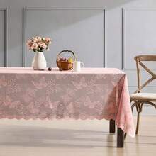 - Mantel de Tela de Encaje Floral con Mariposa, Mantel de Tela de Encaje para mesas ovaladas, Mantel Resistente a Las Arrugas, Mantel Festoneado Estampado (60 x 84 Pulgadas, Lino Gris Pardo)(182.9 x 137.2 cm (Rectangular) rosado (Blush Pink)) - Multicolor - Ver 2