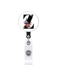 1pc Retractable ID Badge Reel With Clip, Rotary Clasp Fit For A-Z ID Cards, White Glass Keychain, Suitable For Nurses, Doctors, Office Supplies, Back To School Identification, Meaningful Gift For Halloween, Christmas, Valentine's Day, New Year For Friends, Colleagues, Teachers, Elders