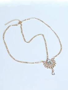 1 Peça Acessório de Cabelo com Cristal em Forma de Gota d'Água com Cauda de Pavão Elegante, Joia de Cabelo de Casamento Vintage Versátil e Delicada com Corrente de Strass, Tiara para Acessórios de Dia dos Namorados - Multicolorido - Visão 3