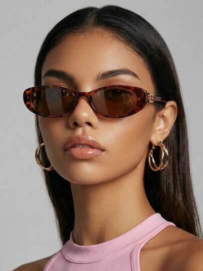 1 par leopardmönster kattögonbågar i PC-modell med vintagechic och metalldekor, moderiktiga glasögon för kvinnor